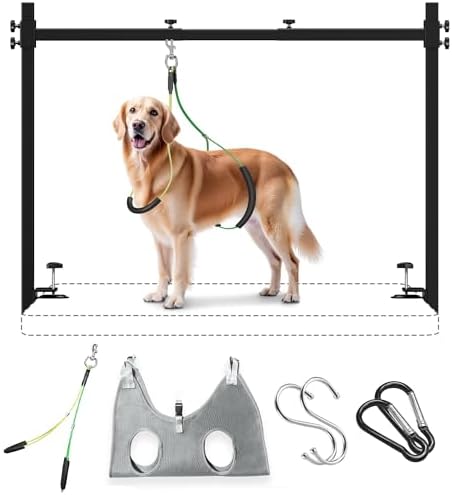 Josmimic grooming stand showing adjustable height settings