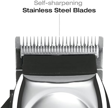 Durable hard carrying storage case containing the full ConairMAN corded hair clipper system.