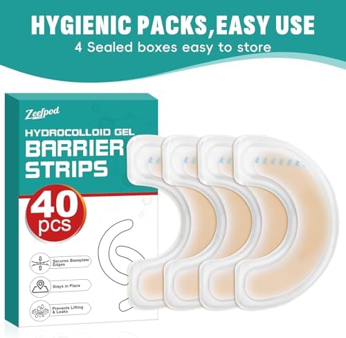 Pack of forty pieces pre-cut hydrocolloid skin barrier strips for leak prevention.