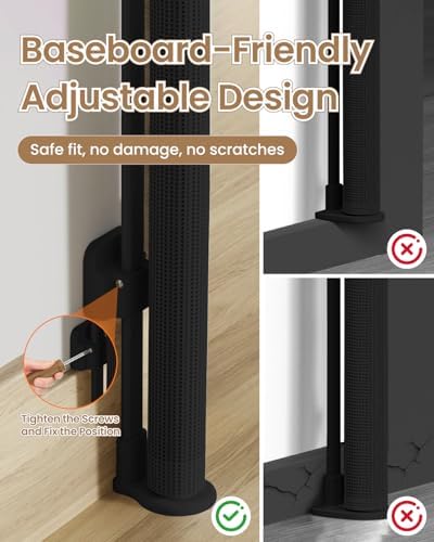 BBsecure mesh pet gate completely rolled up and retracted against the wall out of sight.
