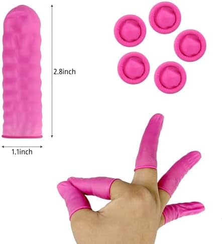 Disposable rubber finger covers medium size pink waterproof protective cots