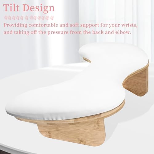 Side view of Angnya nail arm rest showing ergonomic 15-degree tilt