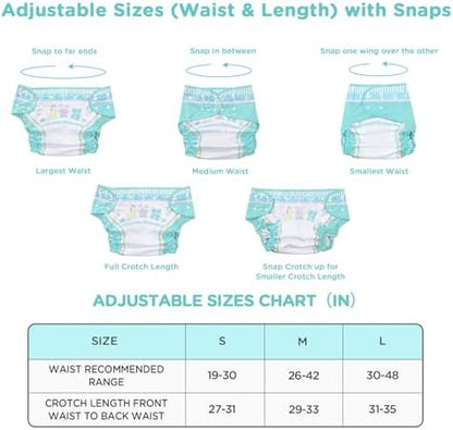 Adjustable snap details on reusable cloth diaper cover
