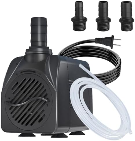 Zoronk 400 gallons per hour water feature pump with three included nozzle attachments