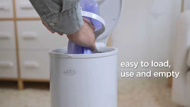 Ubbi slate gray diaper disposal unit angled product view