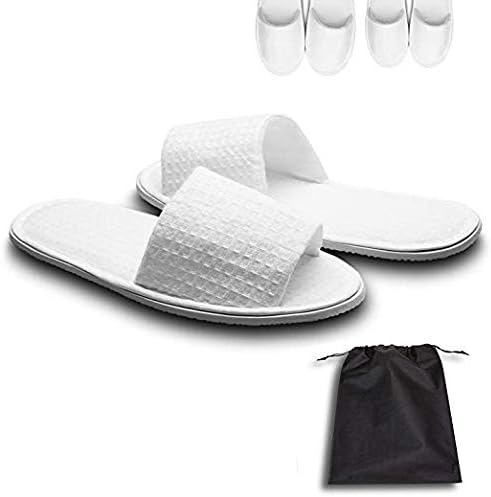 AhfuLife waffle spa slippers open toe white 5 pairs front view