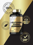 Carlyle L-Glutamine non-GMO gluten-free certification seals on bottle
