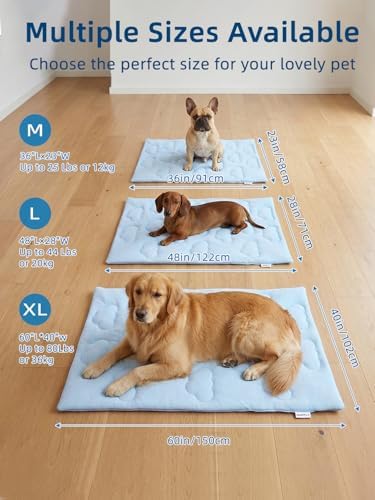 French bulldog resting comfortably on the cloud blue cooling mat