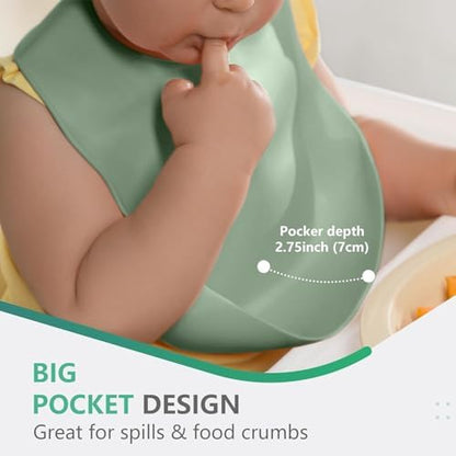 Three colorful Cuddle Campus infant bibs rolled up tightly to display compact travel friendly flexibility.