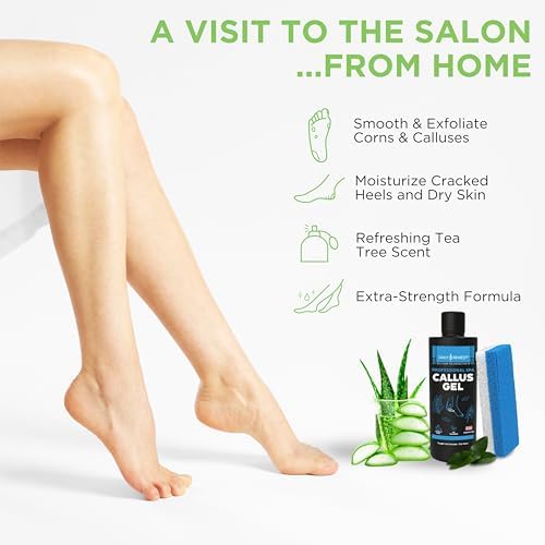 Daily Remedy callus remover gel being applied to a cracked heel for pedicure.