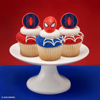 Spider-Man mask and emblem cupcake toppers set