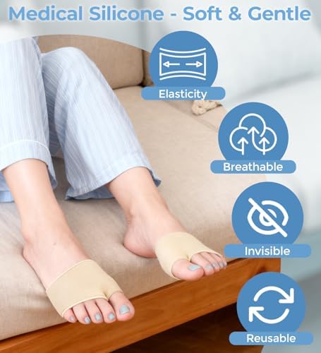 Side view of MasterMo ball of foot cushions worn on foot for metatarsalgia relief.