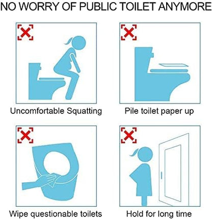 Toddler potty training session using an extra large protective plastic sheet cover over a public toilet