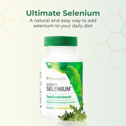 Youngevity Ultimate Selenium supplement bottle label displaying l-selenomethionine ingredient details