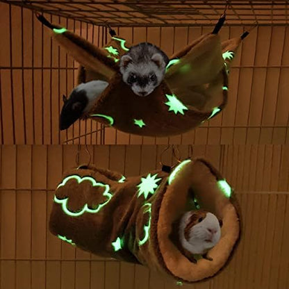 Small pet bunkbed hammock with glowing stars design
