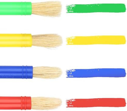Four candy colored red green blue and yellow larrel kids art brushes