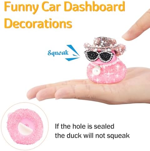 Wonuu pink diamond duck with sunglasses and pearl chain front angle
