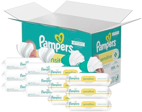 Pampers Sensitive Baby Wipes, Water Based, Hypoallergenic and Unscented, 18 Flip-Top Packs (1008 Wipes Total) [Packaging May Vary] - Image 2