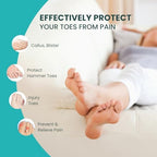 Washable and reusable beige gel toe protectors demonstrating stretchable high quality material