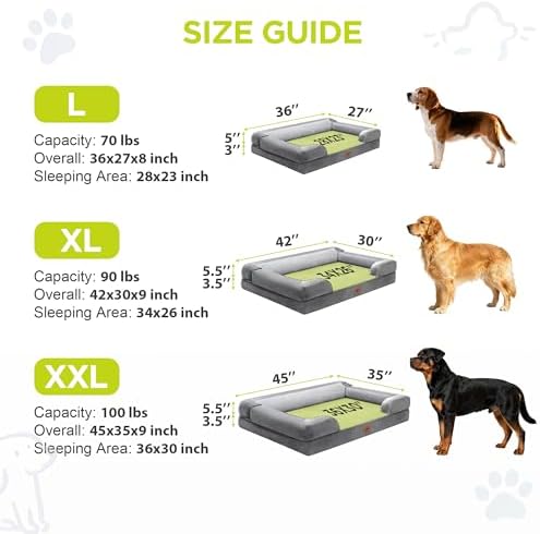 Extra Large Dog Bed, Orthopedic XL Washable Memory Foam Bed for Big Dogs Waterproof Pet Couch Sofa Bolster with Removable Cover, Non-Slip Bottom, Tennis Ball Toy, 42x30 - Image 5