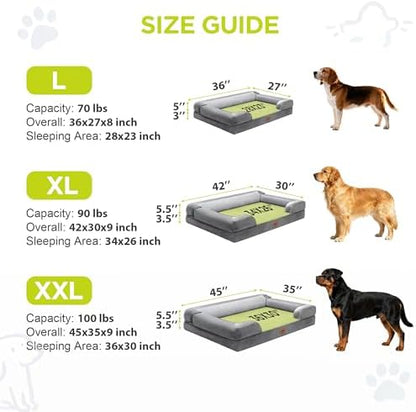 Extra Large Dog Bed, Orthopedic XL Washable Memory Foam Bed for Big Dogs Waterproof Pet Couch Sofa Bolster with Removable Cover, Non-Slip Bottom, Tennis Ball Toy, 42x30 - Image 5