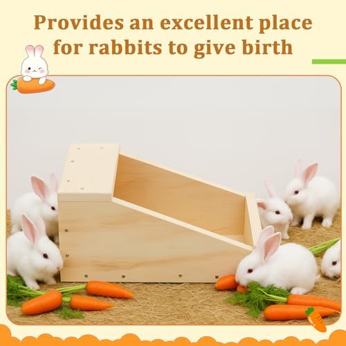 Maxcheck 1 Pack Wood Rabbit Nesting Box, 14x8x8 Inch Wooden Hutch Hideout for Breeding, Natural Burrow Den Alternative for Rabbits & Small Animals - Image 6