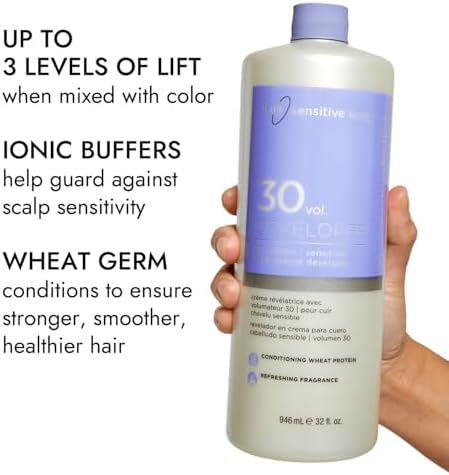 Side view of 32 fluid ounce Ion professional hair developer