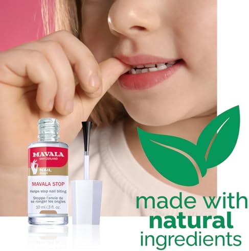 Mavala Stop clear liquid formula close up showcasing the application brush