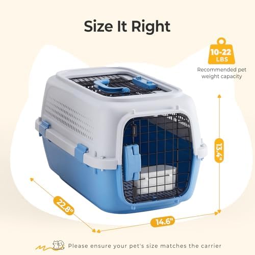 NEWBULIG airline compliant dog crate secure steel door and latches