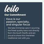 Leilo Kava Root liquid drops showing the clear amber tint of authentic noble kava root extract