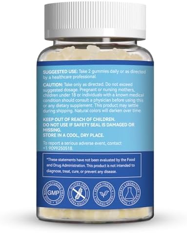 SmildeHeal L-Lysine 1000mg Gummies back packaging with ingredients list