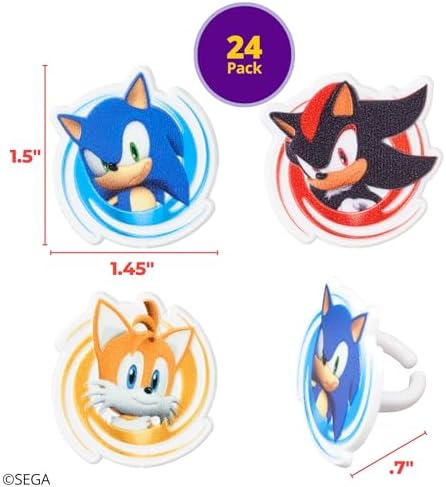 Cupcakes decorated with Sonic the Hedgehog themed rings