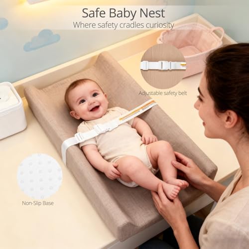 Premium waterproof lining foam diaper pad close up detailing the easy wipe clean surface