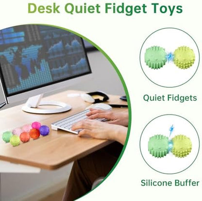 Pocket sized magnetic adult fidget balls being stored easily inside a travel bag compartment.