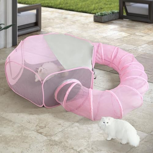 Foldable Cat Tunnel Playpen - Detachable Indoor/Outdoor Pet Enclosure with Storage Bag | Portable Cat Tent & Play Tunnel - Image 2