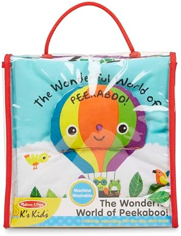 Side view of Melissa & Doug soft book showing multiple textured pages