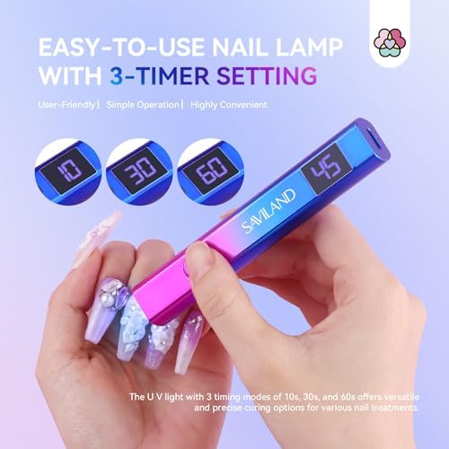 Saviland UV nail dryer showing digital timer display