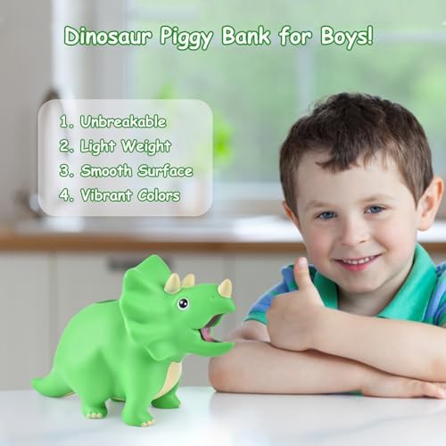 Side profile of the unbreakable plastic money box highlighting the large storage capacity for cash.