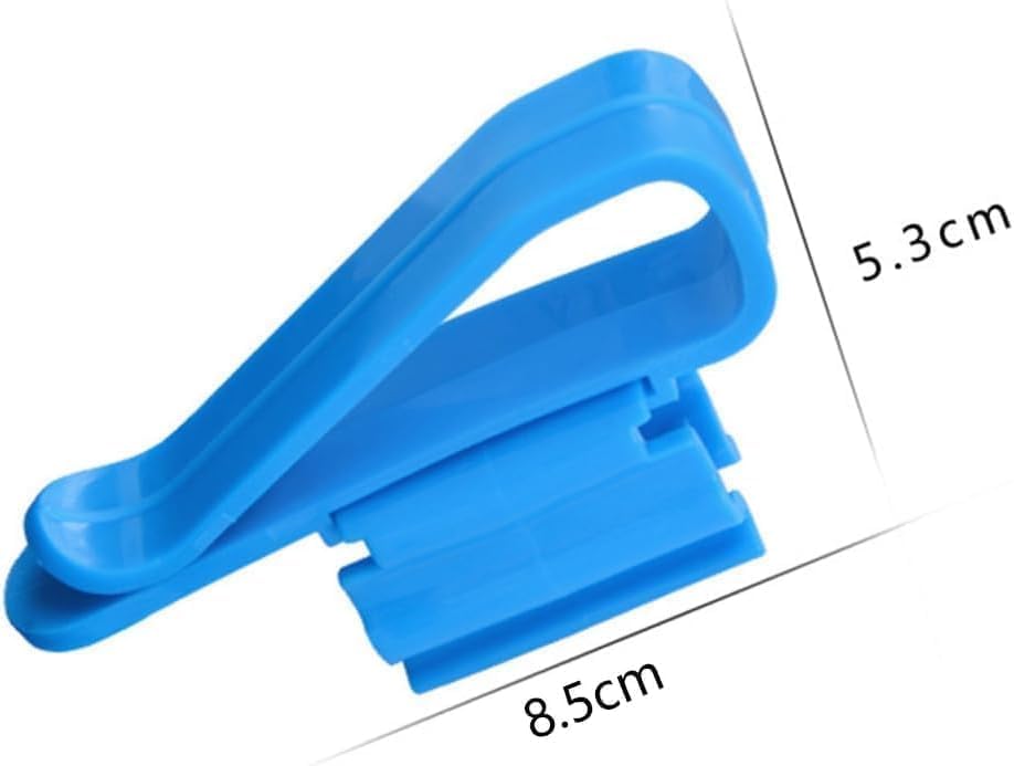 Side profile of the blue fish tank mounting clip illustrating the tube diameter compatibility range.