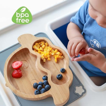 Three distinct colors of Login Life silicone placemats for children showing non slip texture