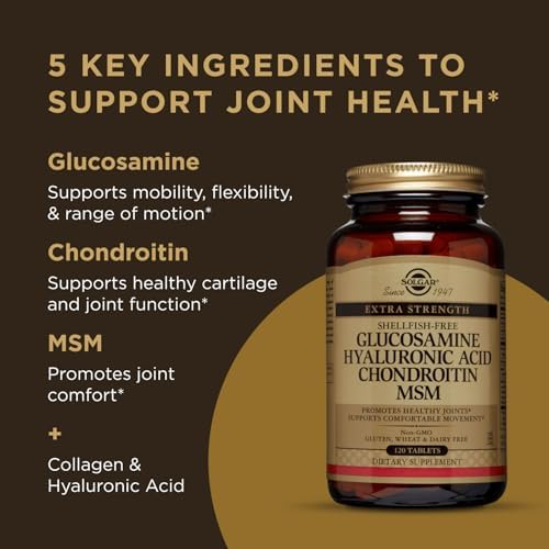 Solgar Glucosamine Hyaluronic Acid Chondroitin MSM, 120 Tablets - Supports Healthy Joints - Supports Range of Motion & Flexibility - Extra Strength, Shellfish Free - Non-GMO, Gluten Free - 40 Servings - Image 4