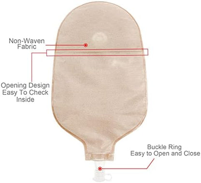 Carbou urostomy bag highlighting the soft non woven fabric material for quiet and discreet wear.