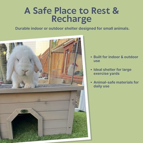 Trixie small pet shelter shown placed inside an outdoor exercise pen