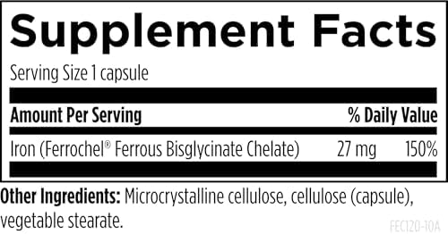Side angle view of Designs for Health non-GMO gluten-free iron chelate bottle