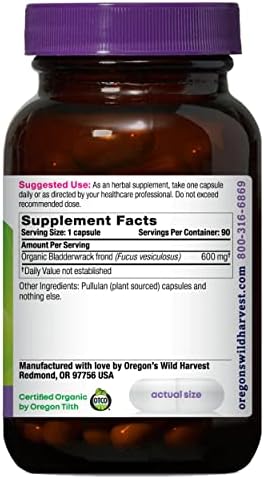 Organic Bladderwrack supplement bottle for thyroid support