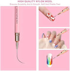 Rose gold metal ferrule detail on Voiluk professional nail liner brushes