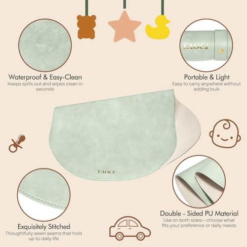 Water droplets on the waterproof surface of the TAOCI wipeable changing pad.