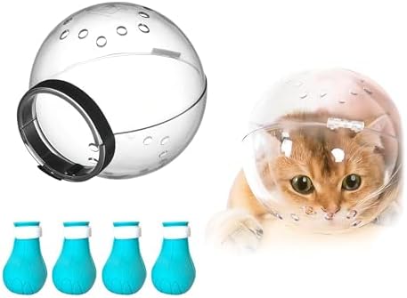 Adjustable transparent pet grooming helmet with multiple ventilation holes for safe breathing