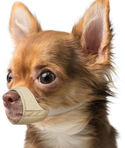 Side profile of Mayerzon small dog muzzle showing adjustable strap