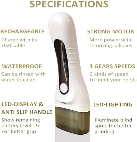 YONGYAO electric foot pedicure kit displaying the integrated vacuum suction system collecting dry skin flakes during use.